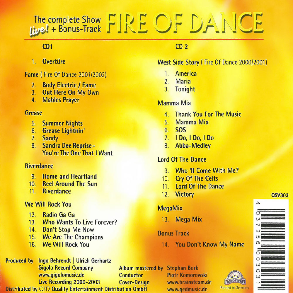 Fire of Dance 2 CDs_back